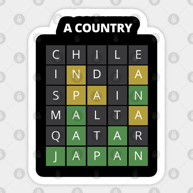 Wordle, a word nerd craze - 5 Letter word Country Sticker by tatzkirosales-shirt-store
